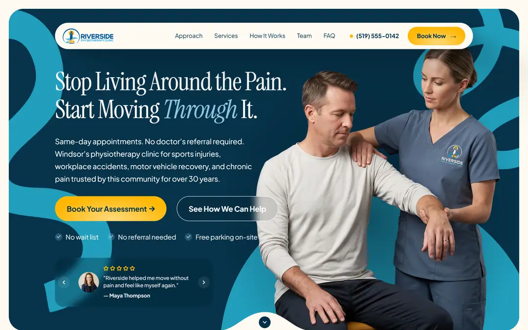 The new Riverside Physiotherapy Clinic website concept